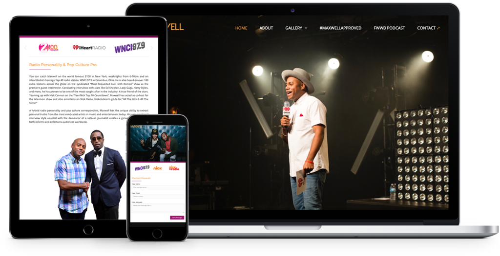 responsive website design for radio personality, Maxwell