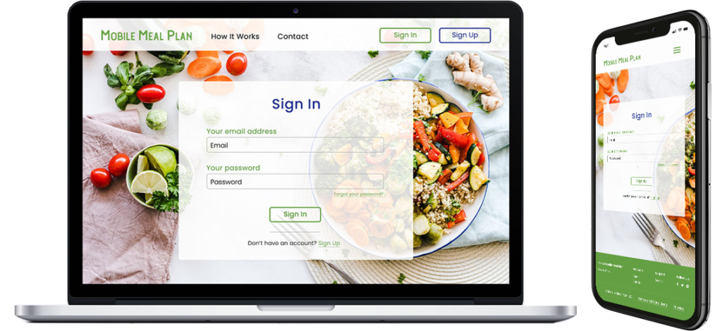 responsive website design for a meal plan company