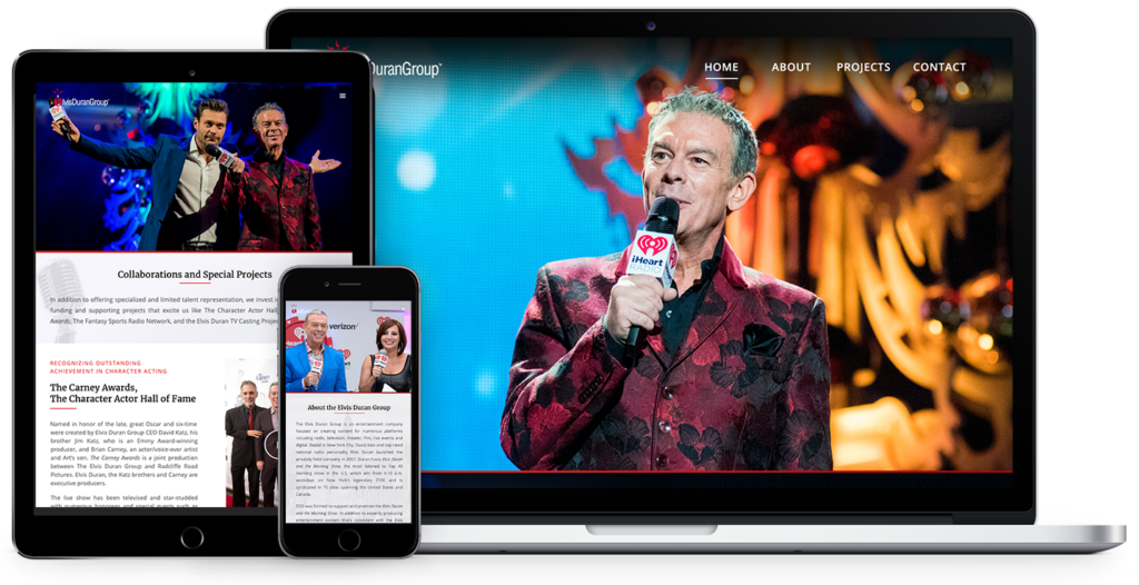 responsive website design for Elvis Duran Group