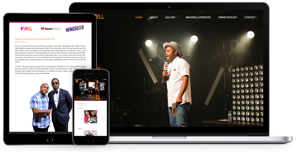 responsive website design for radio personality, Maxwell